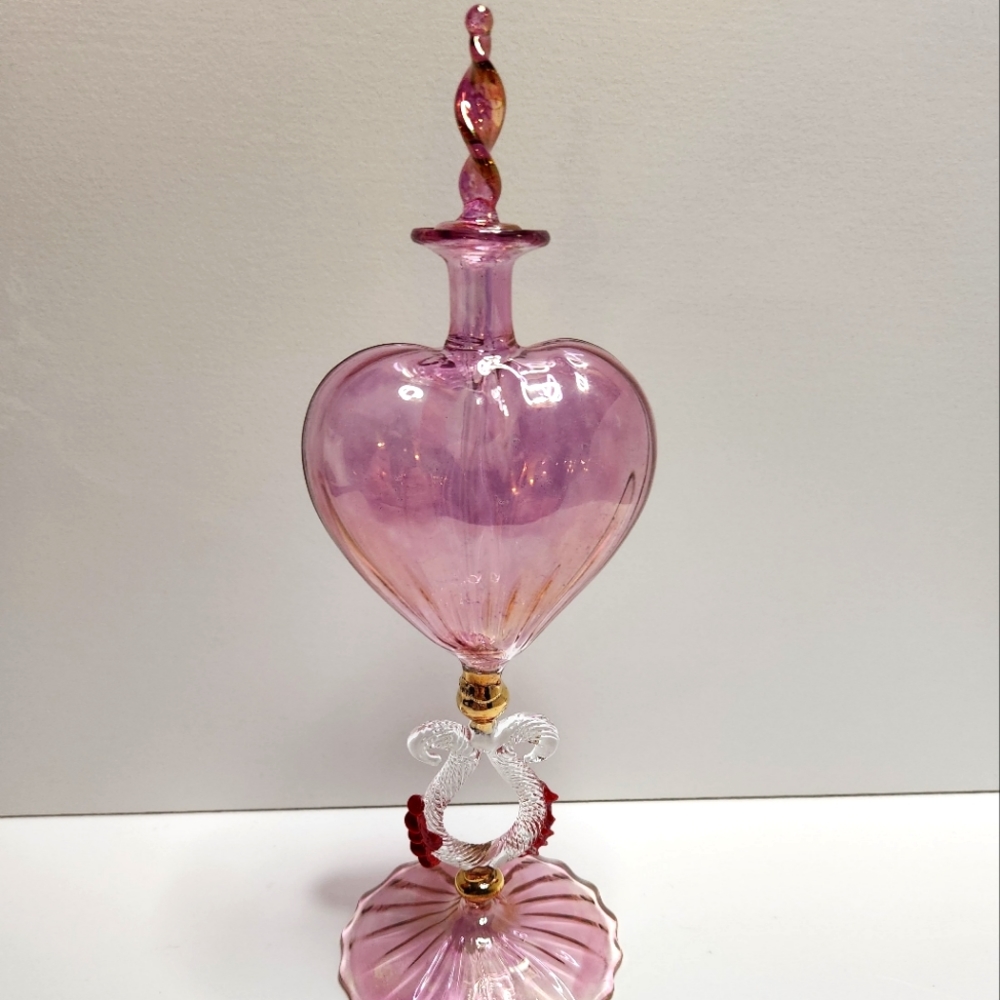 Vintage Pink Heart Heart Perfume Bottle